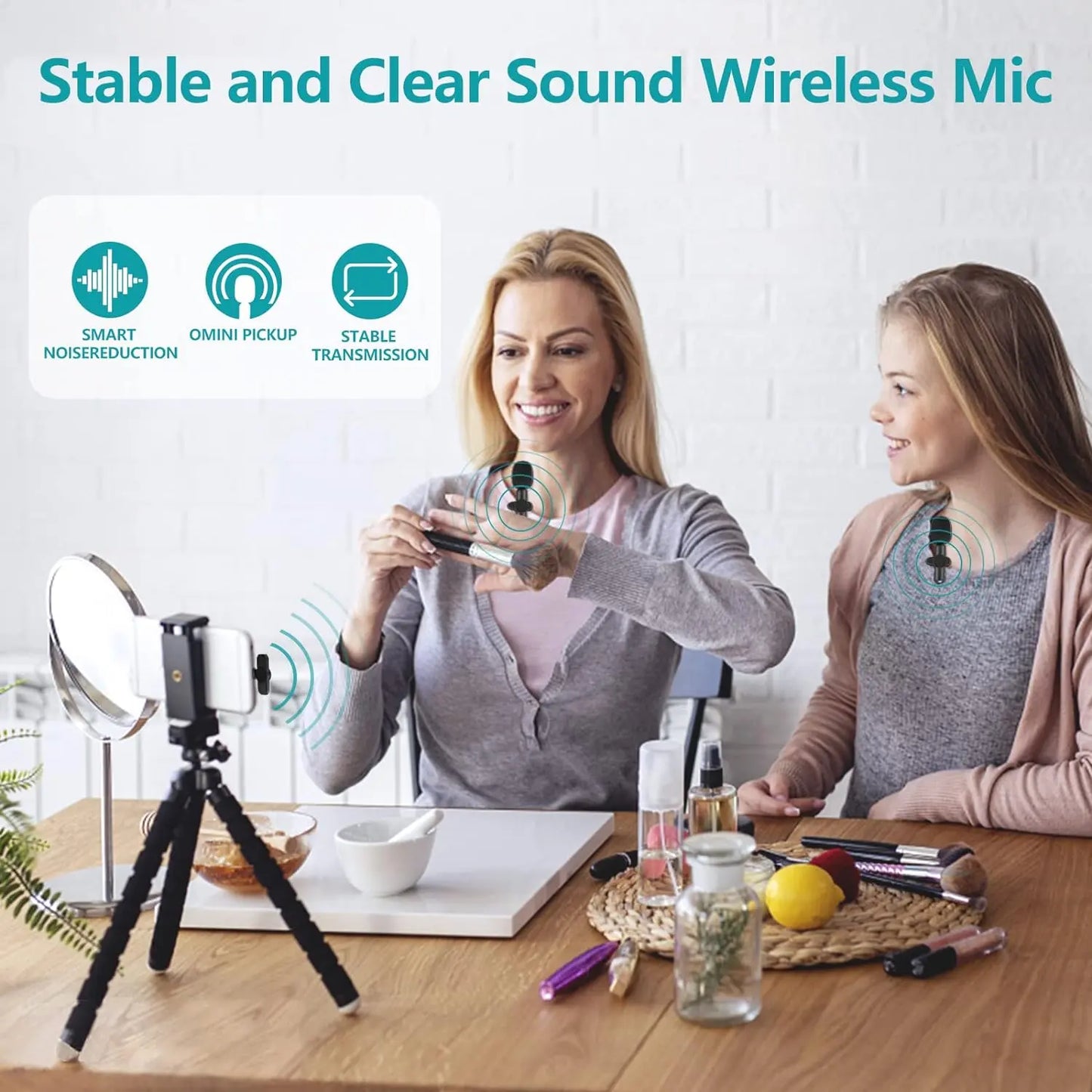 Portable Wireless Lavalier Microphone, Wireless Mics, Set Wireless Collar Clip Mic for Iphone, Android Phone, Plug-Play Lapel Mic, Usb Rechargeable Mic for Video Recording, Teaching, Interviews, Podcast, Tiktok & Vlog, Live Streaming Equipment
