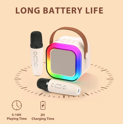 Mini Karaoke Machine with 2 Wireless Microphones