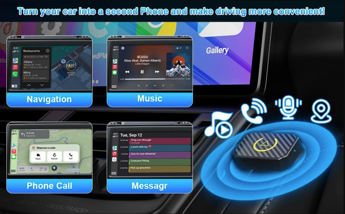 [Summervibes] 2 in 1 Wireless Apple Carplay Adapter, for Both Apple and Android,Converts Wired to Wireless, Suitable for Factory Wired Carplay Cars from 2017+ Black