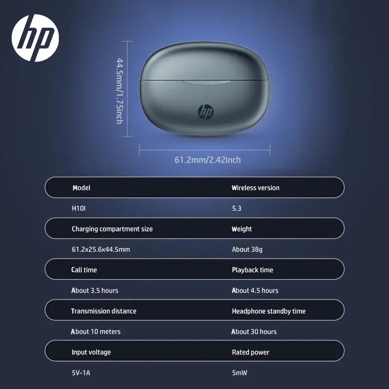 HP H10I True Wireless Earbuds, Noise-Cancelling Sports Earphones, IPX4 Water-Resistant, Touch Controls, Ideal Gift for Friends, Audio #GLOBAL PICKS