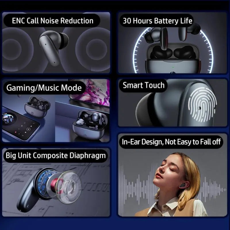 HP H10I True Wireless Earbuds, Noise-Cancelling Sports Earphones, IPX4 Water-Resistant, Touch Controls, Ideal Gift for Friends, Audio #GLOBAL PICKS