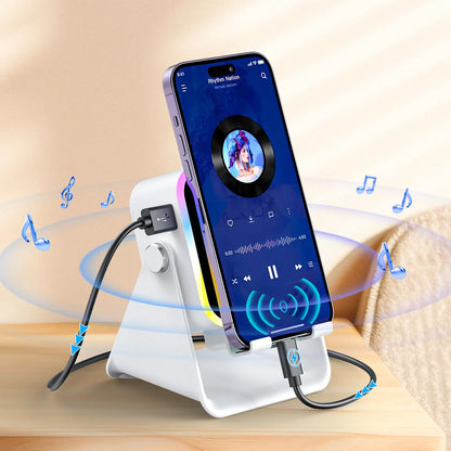 PUTARE Wireless Induction Audio Speaker Stand, 5In1 Cellphone Holder, 3500Mah Rechargeable Emergency Power Bank,360° Adjustable Mobile Tablet Stand with Colorful Ambient Light Gifts for Men Women Summerwins
